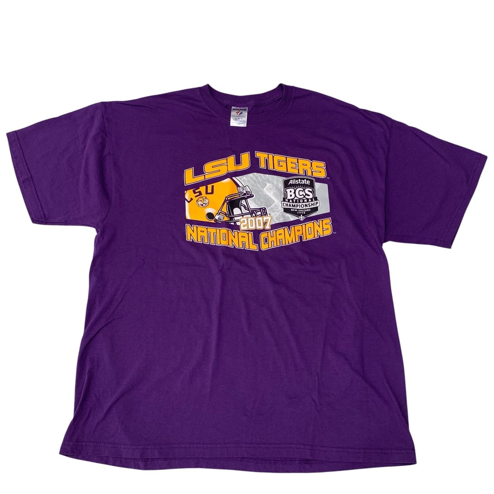 LSU Tigers 2007 BCS National Champions T-Shirt Men's XL Purple Jerzees